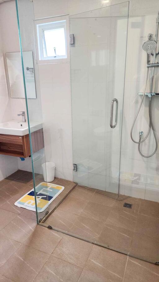 Modern bathroom with glass shower