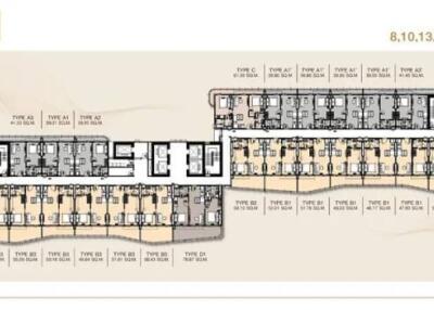 Typical 1 floor plan layout of an apartment building