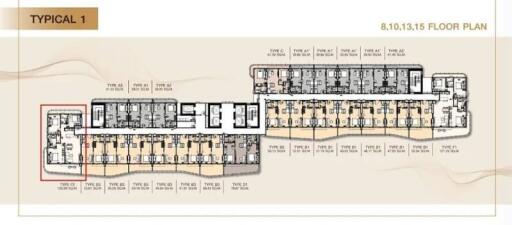 Typical 1 floor plan layout of an apartment building