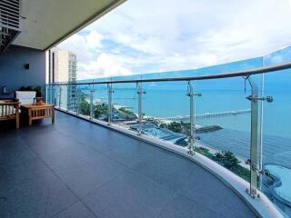Spacious balcony with ocean view