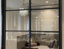 Modern living space with glass partition