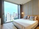 Modern bedroom with city view