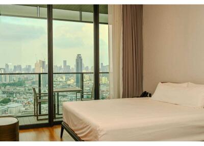 Bedroom with city view and balcony