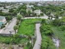 Aerial view of residential area with greenery