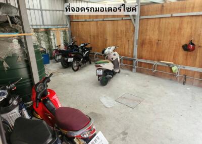 Garage with several motorbikes parked