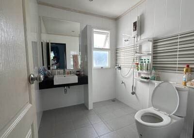 Spacious and well-lit bathroom