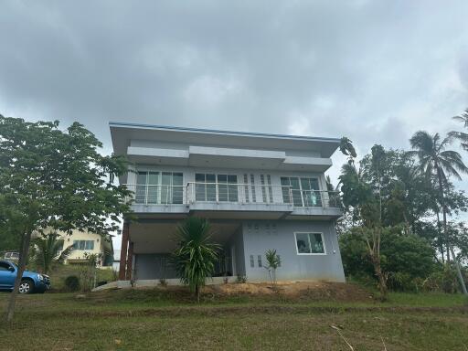 Exterior view of a modern two-story house