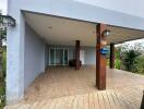 Covered outdoor area with sliding glass doors