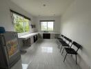 Modern kitchen with large windows and natural light