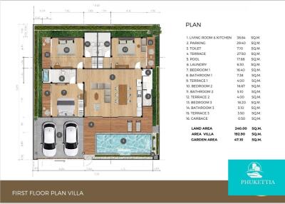 Floor plan of first floor villa