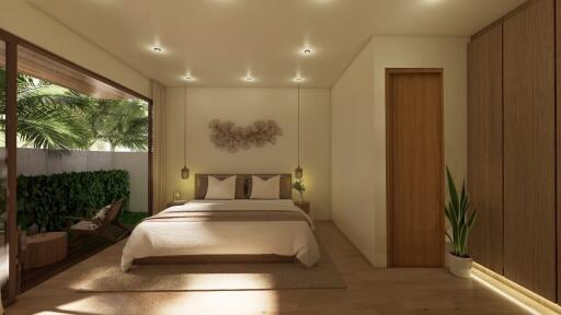 Modern bedroom with open terrace