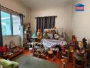 Living room with decorative items and a window