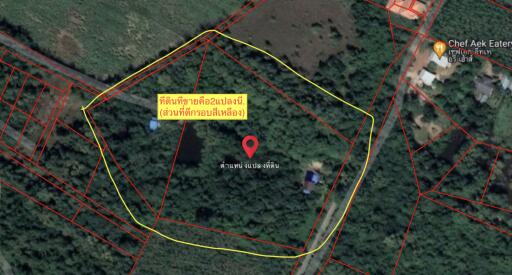 Aerial view of a land plot with boundary lines