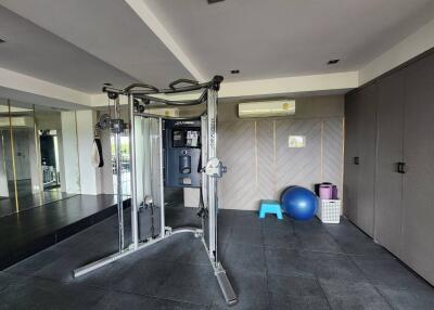 Modern home gym with equipment and mirrors