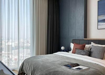 Modern bedroom with city view