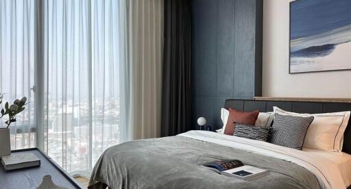 Modern bedroom with city view