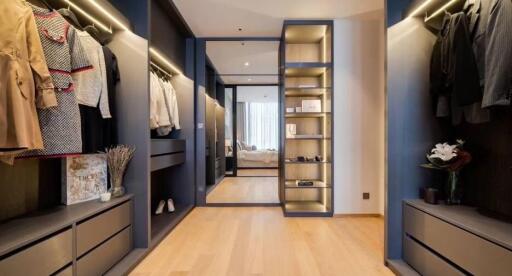 Spacious walk-in closet with ample storage and elegant design