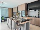 Modern kitchen with dining area and stylish decor