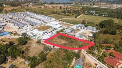 aerial view of a land plot in a residential area