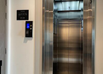 Elevator area with open elevator door