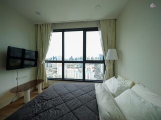 Modern bedroom with city view