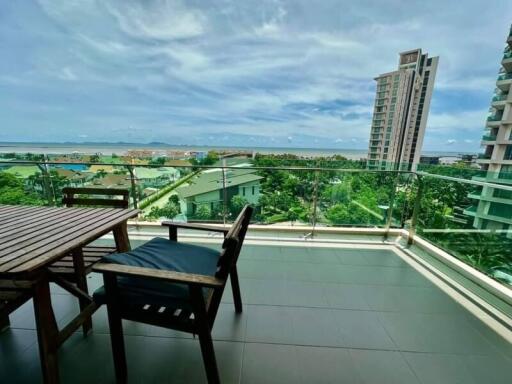 Spacious balcony with a stunning ocean view