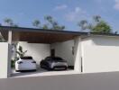 Modern house exterior with carport