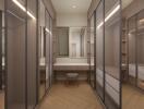 Spacious walk-in closet with ample storage and elegant design