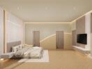 Modern master bedroom with integrated lighting