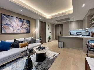 Modern open-plan living room and kitchen