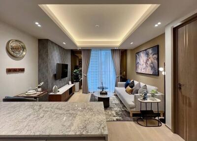 Modern living room with open concept dining area