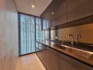 Modern kitchen with sleek cabinetry and stainless steel fixtures