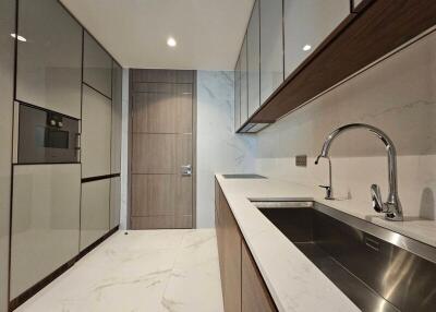 Modern kitchen with sleek cabinetry and stainless steel fixtures