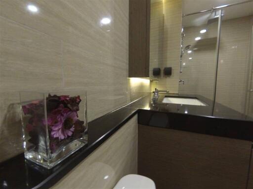 Modern bathroom with glass shower and sink