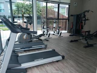 Gym with exercise equipment