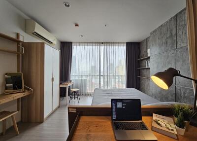 Modern bedroom with workspace