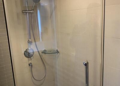 Modern shower with glass enclosure
