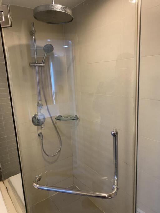 Modern shower with glass enclosure