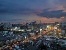 City skyline view at dusk