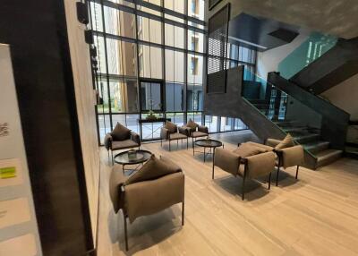 Lobby with modern furniture and staircase