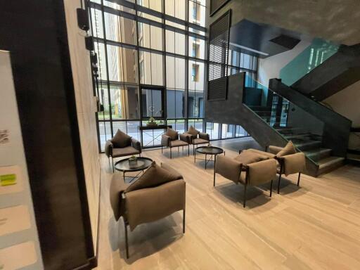Lobby with modern furniture and staircase