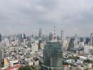 Skyline view of a cityscape with numerous high-rise buildings