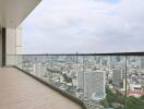 Spacious balcony with city view