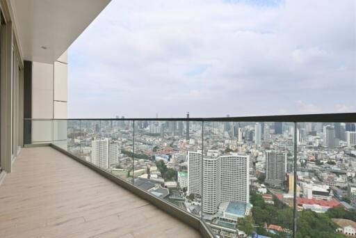 Spacious balcony with city view