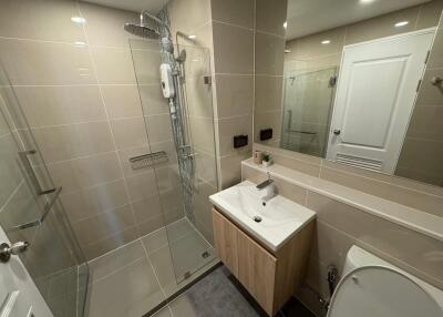 Modern bathroom with shower and sink