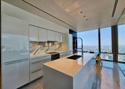 Modern kitchen with city view