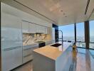 Modern kitchen with city view