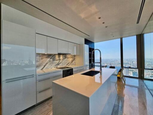 Modern kitchen with city view