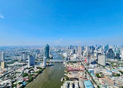 Panoramic view of city skyline and river