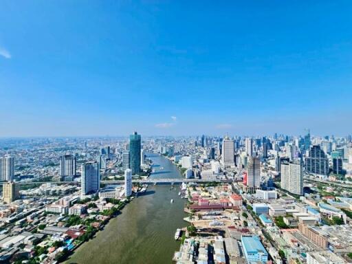 Panoramic view of city skyline and river